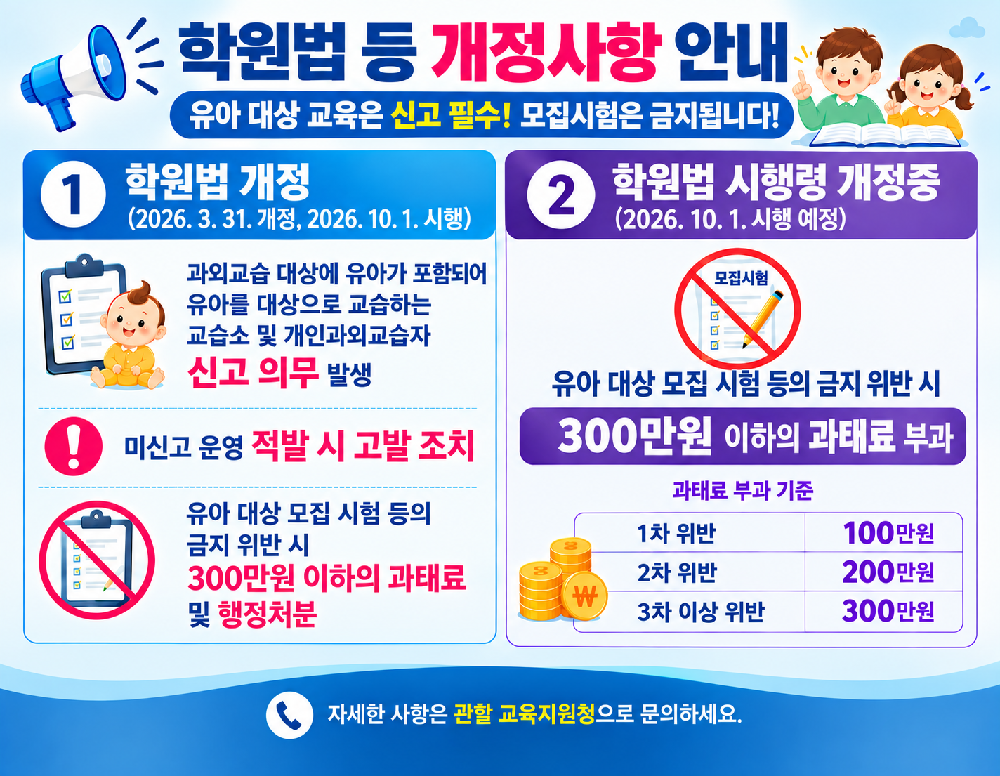 학원법 등 개정사항 안내